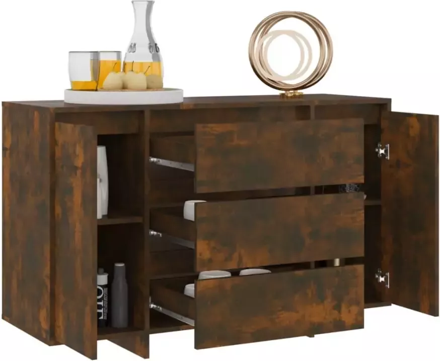 VidaXL -Dressoir-met-3-lades-120x41x75-cm-bewerkt-hout-gerookt-eiken - Foto 2
