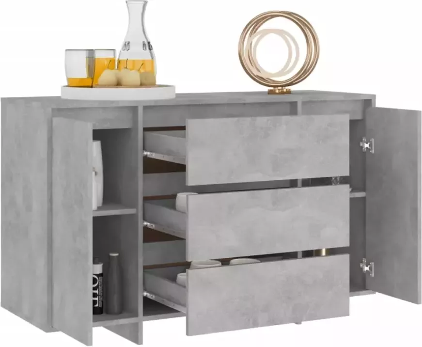 VidaXL -Dressoir-met-3-lades-120x41x75-cm-bewerkt-hout-betongrijs - Foto 3