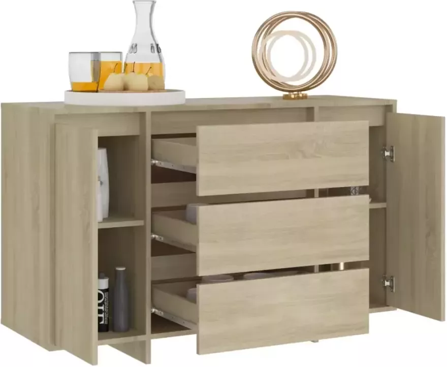 VidaXL -Dressoir-met-3-lades-120x41x75-cm-spaanplaat-sonoma-eikenkleur - Foto 3