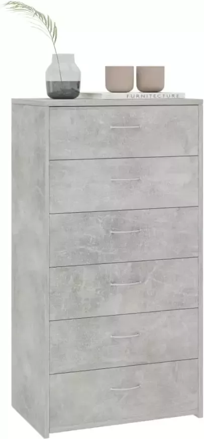 VidaXL -Dressoir-met-6-lades-50x34x96-cm-bewerkt-hout-betongrijs - Foto 4