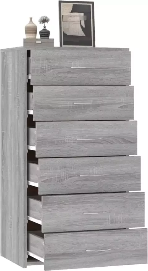 VIDAXL Dressoir met 6 lades 50x34x96 cm bewerkt hout grijs sonoma