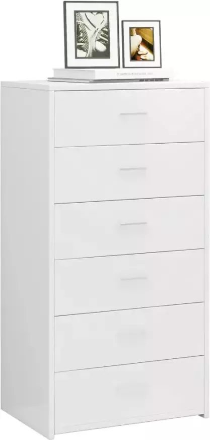 VidaXL -Dressoir-met-6-lades-50x34x96-cm-bewerkt-hout-hoogglans-wit - Foto 5