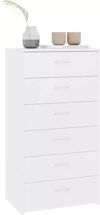 VidaXL -Dressoir-met-6-lades-50x34x96-cm-bewerkt-hout-wit - Foto 4