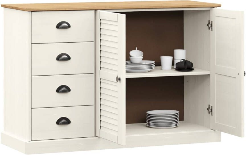 VidaXL -Dressoir-met-lades-VIGO-113x40x75-cm-massief-grenenhout-wit - Foto 4