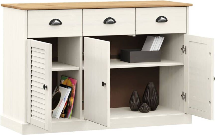 VidaXL -Dressoir-met-lades-VIGO-113x40x75-cm-massief-grenenhout-wit - Foto 4