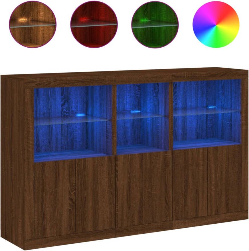 VidaXL -Dressoir-met-LED-verlichting-162x37x100-cm-bruineikenkleurig - Foto 7
