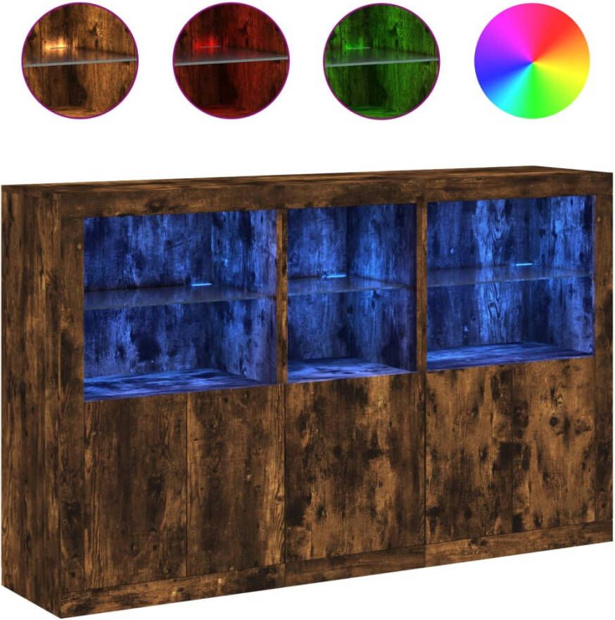 VidaXL -Dressoir-met-LED-verlichting-162x37x100-cm-gerookt-eikenkleurig - Foto 3