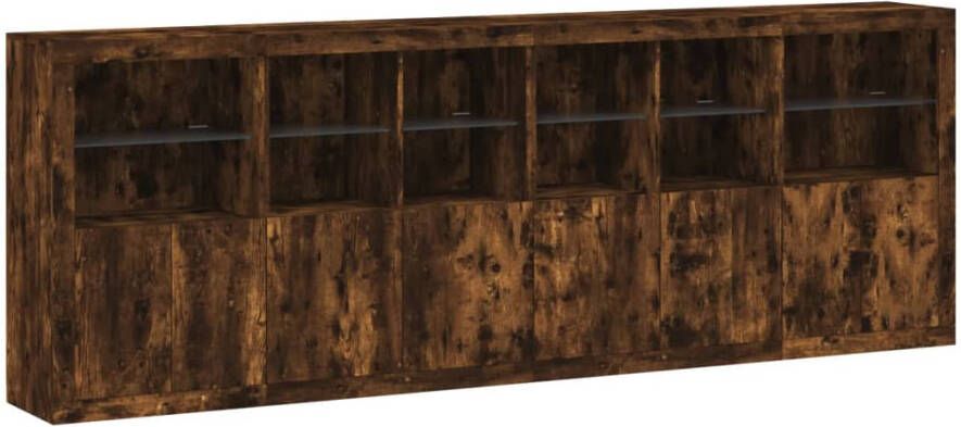 VidaXL -Dressoir-met-LED-verlichting-283x37x100-cm-gerookt-eikenkleurig - Foto 3