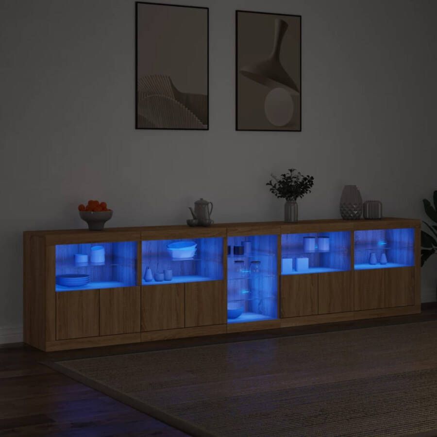 VidaXL -Dressoir-met-LED-verlichting-283x37x67-cm-sonoma-eikenkleurig - Foto 3