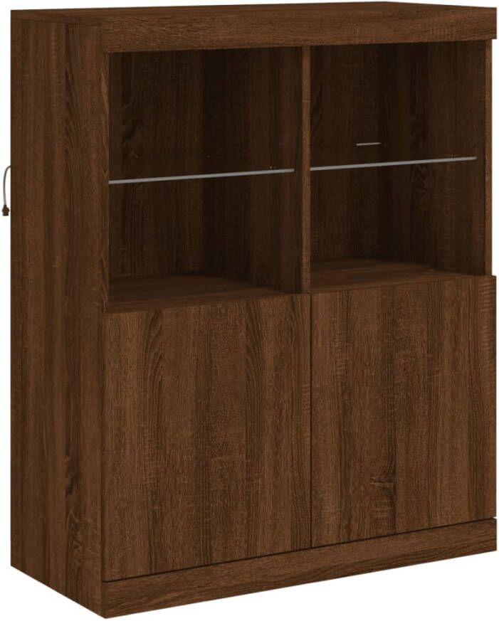 VidaXL -Dressoir-met-LED-verlichting-81x37x100-cm-bruineikenkleurig - Foto 2