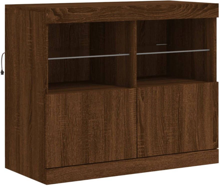 VidaXL -Dressoir-met-LED-verlichting-81x37x67-cm-bruineikenkleurig - Foto 2