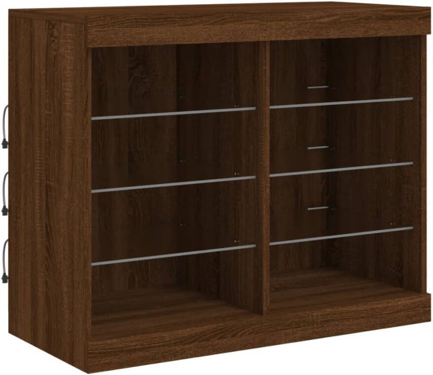 VidaXL -Dressoir-met-LED-verlichting-81x37x67-cm-bruineikenkleurig - Foto 1