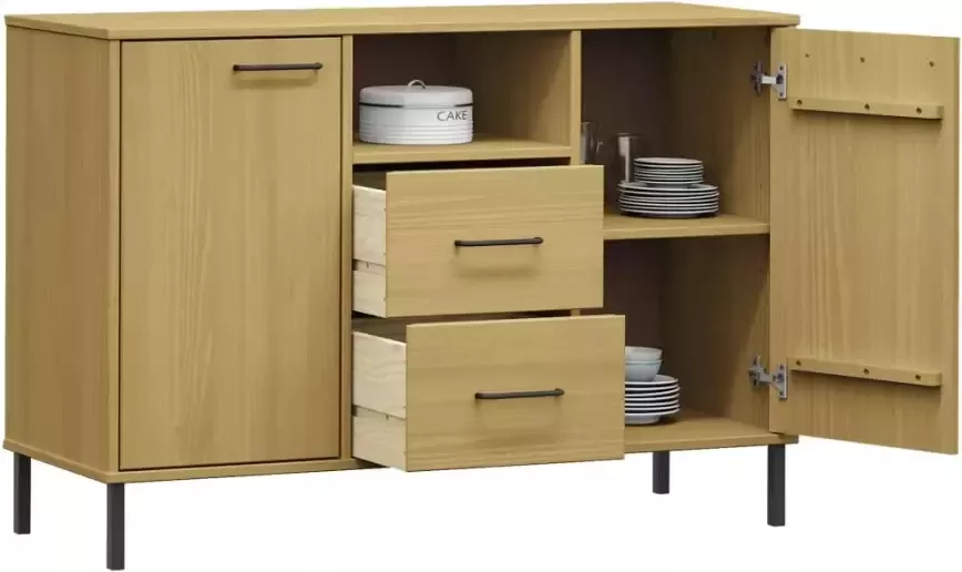 VidaXL -Dressoir-met-metalen-poten-OSLO-113x40x77-cm-grenenhout-bruin - Foto 4