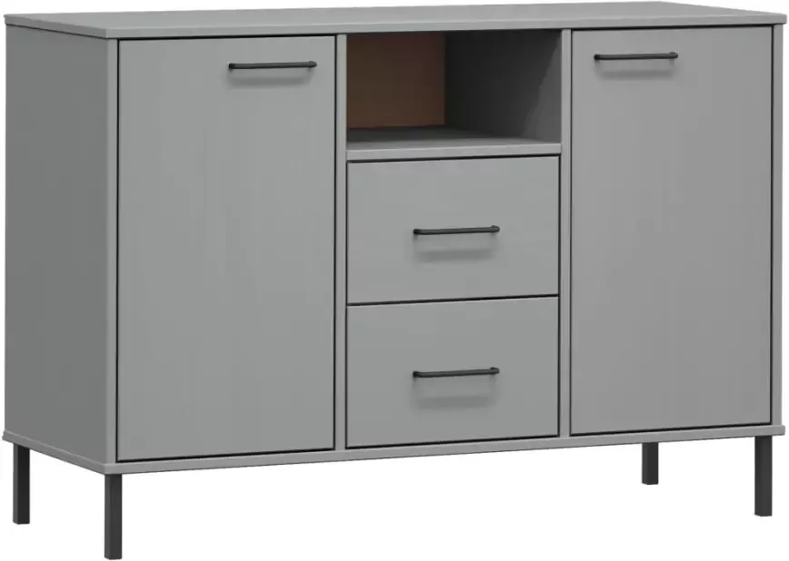 VidaXL -Dressoir-met-metalen-poten-OSLO-113x40x77-cm-grenenhout-grijs - Foto 6