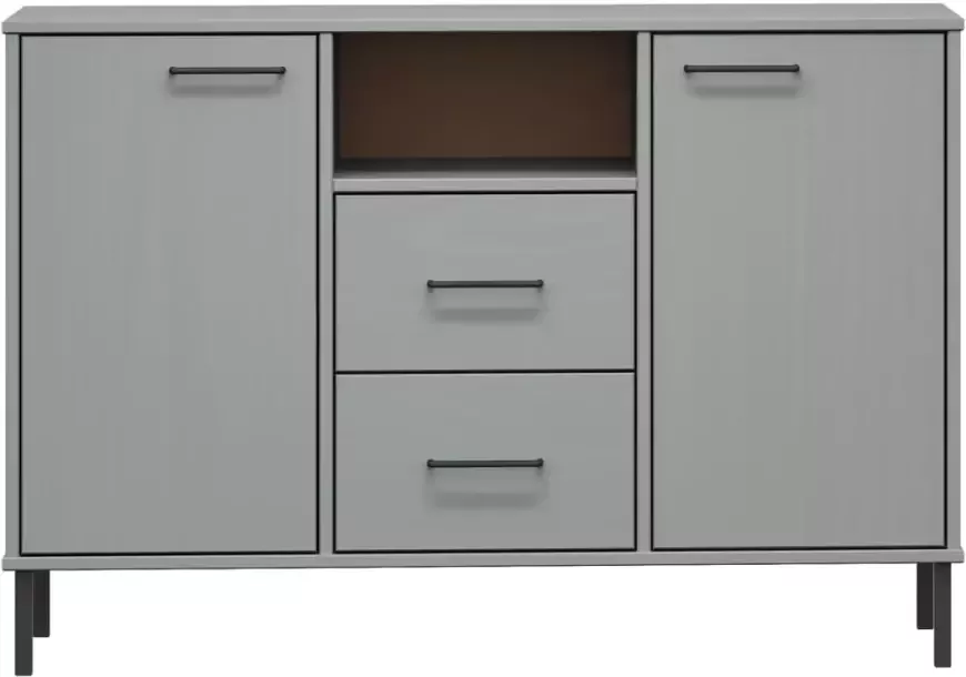 VidaXL -Dressoir-met-metalen-poten-OSLO-113x40x77-cm-grenenhout-grijs - Foto 4