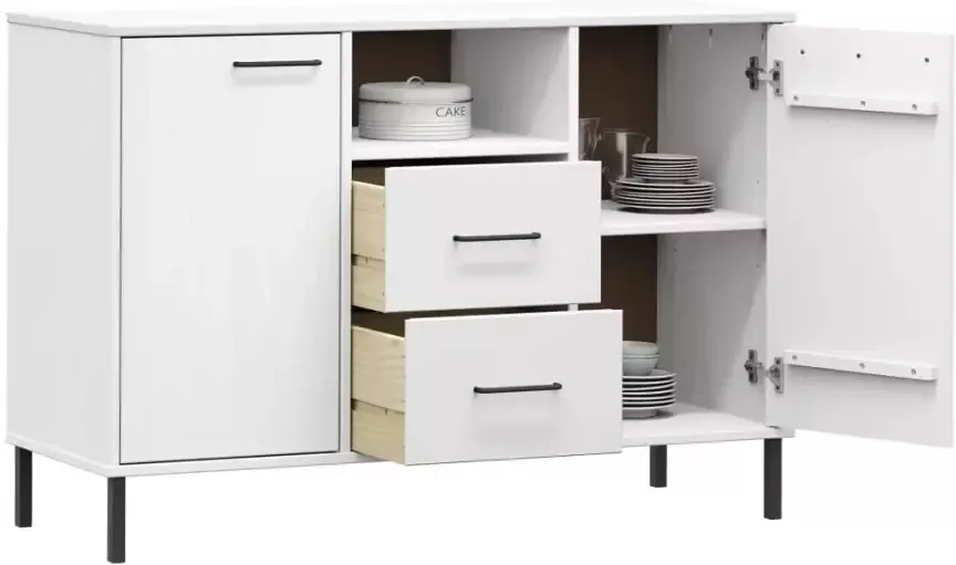 VidaXL -Dressoir-met-metalen-poten-OSLO-113x40x77-cm-grenenhout-wit - Foto 4