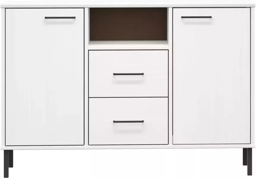 VidaXL -Dressoir-met-metalen-poten-OSLO-113x40x77-cm-grenenhout-wit - Foto 3