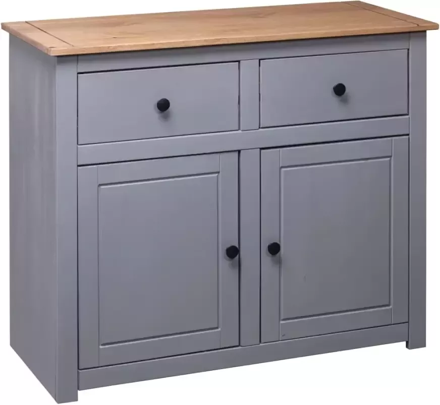 VidaXL -Dressoir-Panama-Range-93x40x80-cm-massief-grenenhout-grijs