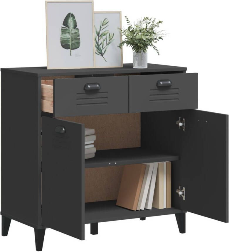 VidaXL Dressoir VIKEN 80x40x80 cm Antracietgrijs Dressoir Buffetkast Industriële Stijl Houten Kast Opbergkast - Foto 5