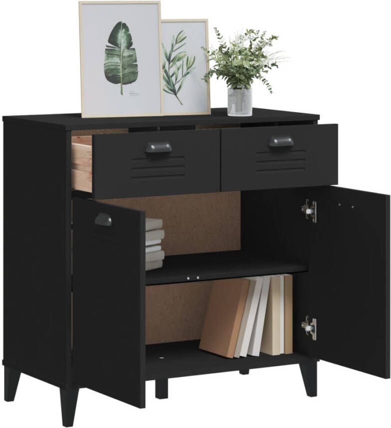 VidaXL -Dressoir-VIKEN-80x40x80-cm-massief-grenenhout-zwart - Foto 4