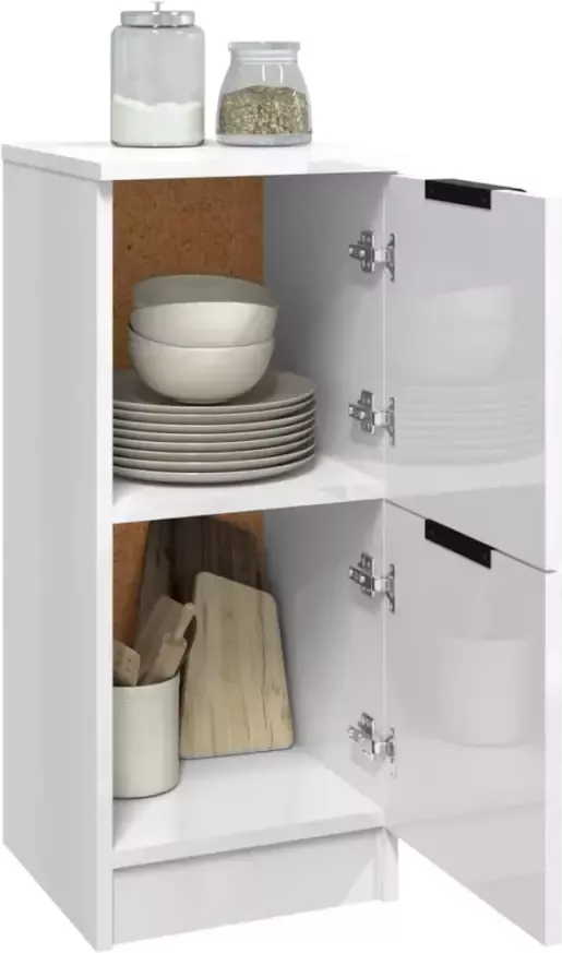 VidaXL -Dressoirs-2-st-30x30x70-cm-bewerkt-hout-hoogglans-wit - Foto 6