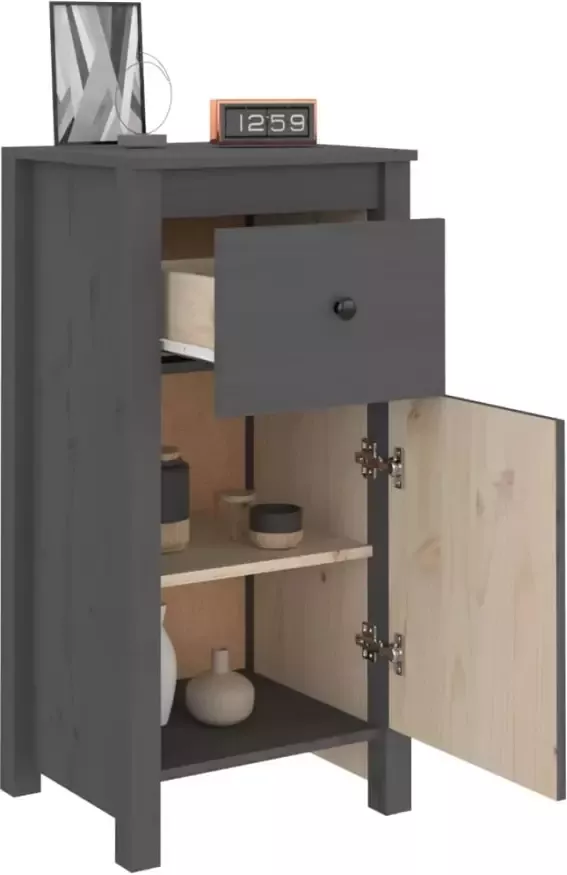 VidaXL -Dressoirs-2-st-40x35x80-cm-massief-grenenhout-grijs - Foto 4
