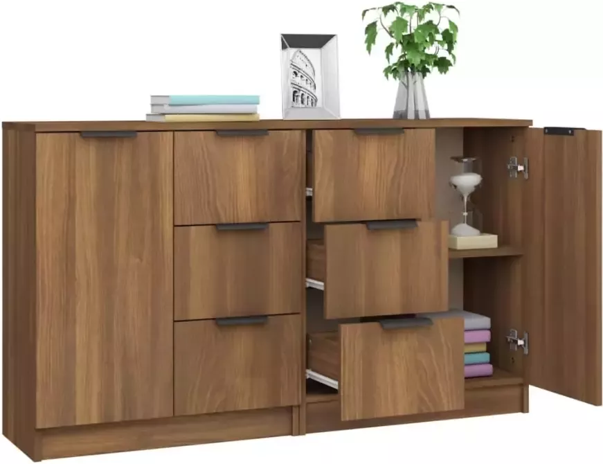 VidaXL -Dressoirs-2-st-60x30x70-cm-bewerkt-hout-bruineikenkleurig - Foto 5