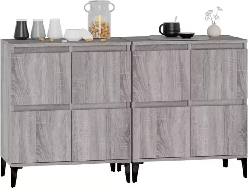 VidaXL -Dressoirs-2-st-60x35x70-cm-bewerkt-hout-grijs-sonoma-eikenkleur - Foto 4
