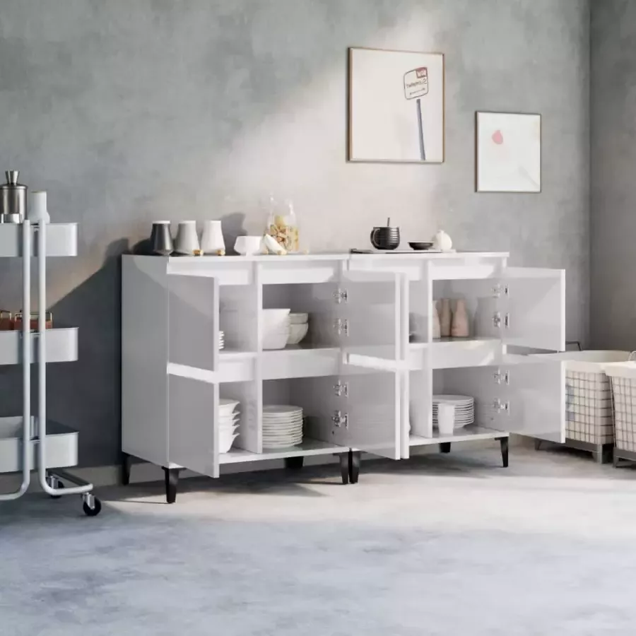 VidaXL -Dressoirs-2-st-60x35x70-cm-bewerkt-hout-hoogglans-wit - Foto 5