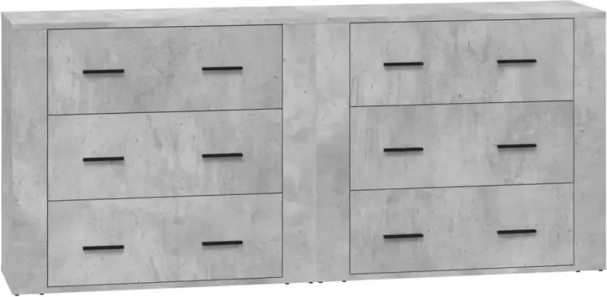 VidaXL -Dressoirs-2-st-bewerkt-hout-betongrijs - Foto 3