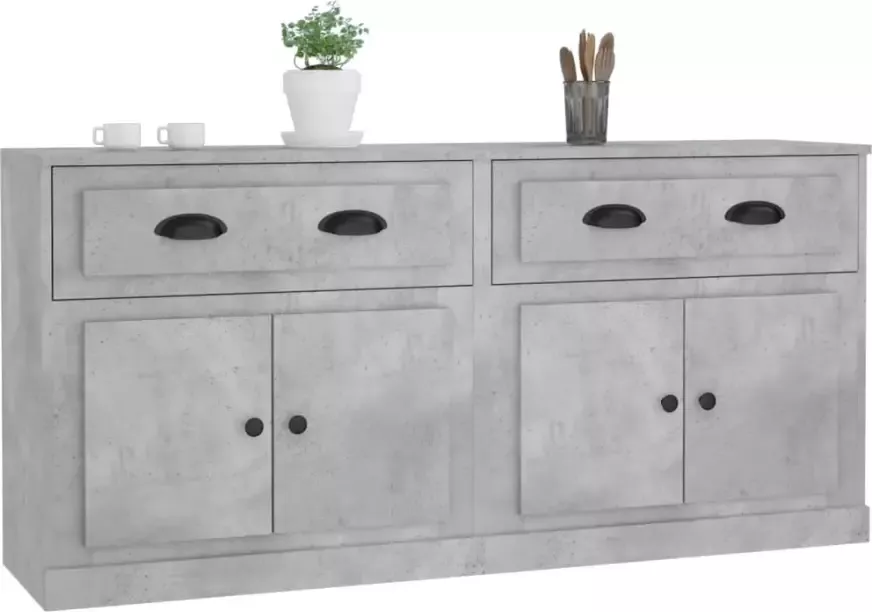 VidaXL -Dressoirs-2-st-bewerkt-hout-betongrijs - Foto 4
