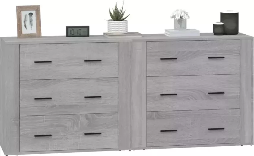 VidaXL -Dressoirs-2-st-bewerkt-hout-grijs-sonoma-eikenkleurig - Foto 4