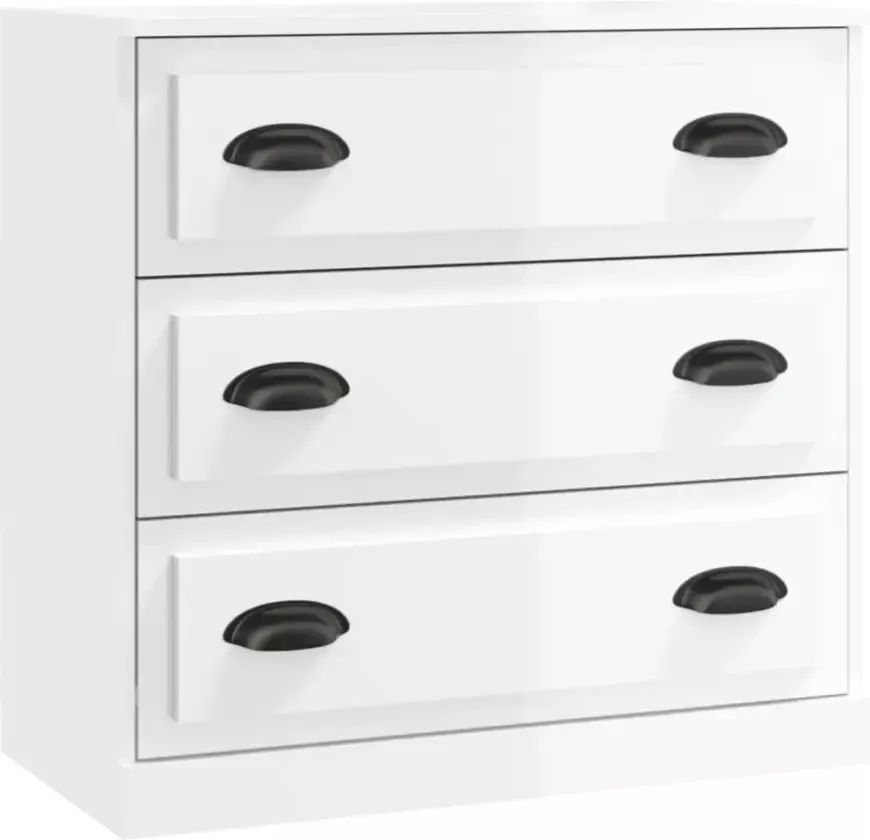 VidaXL -Dressoirs-2-st-bewerkt-hout-hoogglans-wit