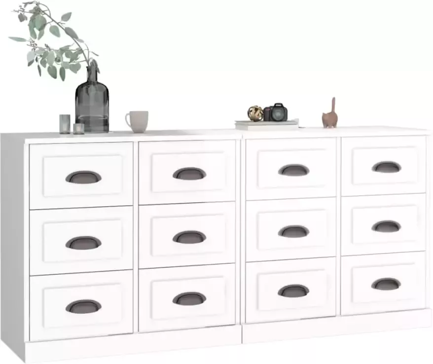 VidaXL -Dressoirs-2-st-bewerkt-hout-hoogglans-wit - Foto 11