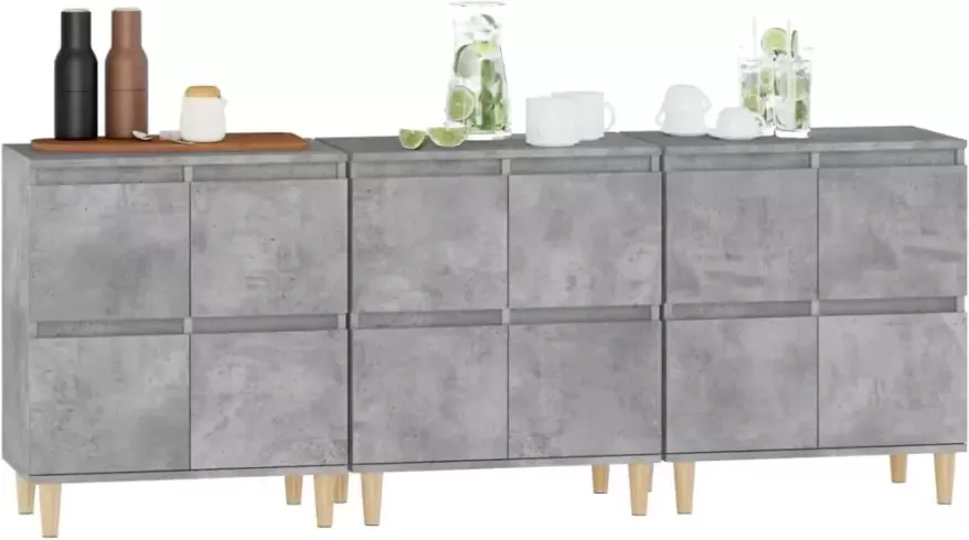 VidaXL -Dressoirs-3-st-60x35x70-cm-bewerkt-hout-betongrijs - Foto 4