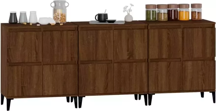 VidaXL -Dressoirs-3-st-60x35x70-cm-bewerkt-hout-bruineikenkleurig - Foto 4