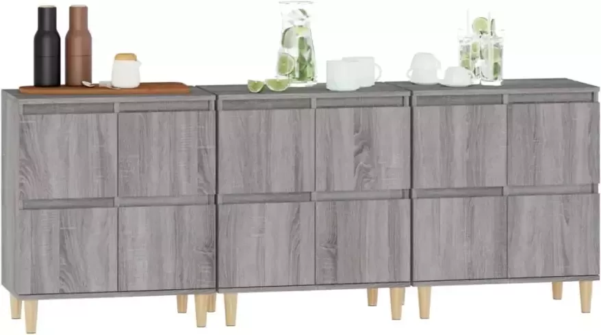 VidaXL -Dressoirs-3-st-60x35x70-cm-bewerkt-hout-grijs-sonoma-eikenkleur - Foto 4