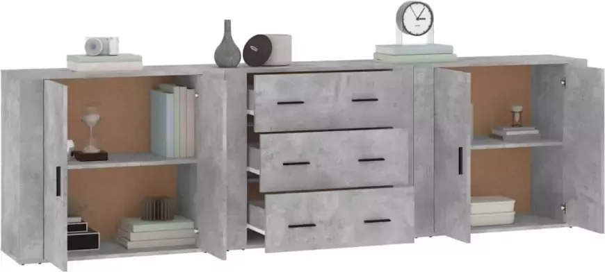 VidaXL -Dressoirs-3-st-bewerkt-hout-betongrijs - Foto 11