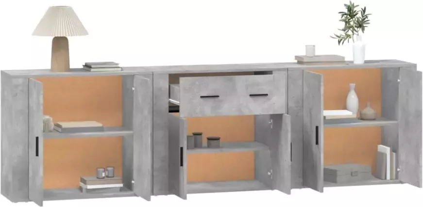 VidaXL -Dressoirs-3-st-bewerkt-hout-betongrijs - Foto 10