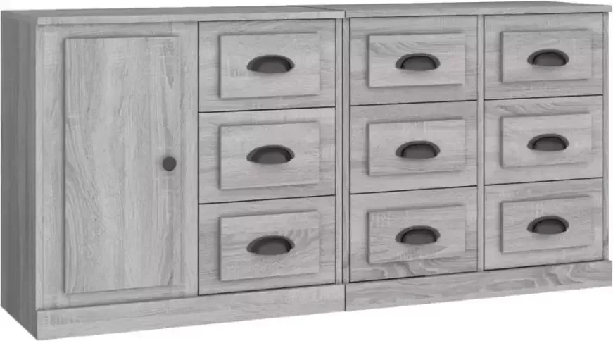 VidaXL -Dressoirs-3-st-bewerkt-hout-grijs-sonoma-eikenkleurig - Foto 6