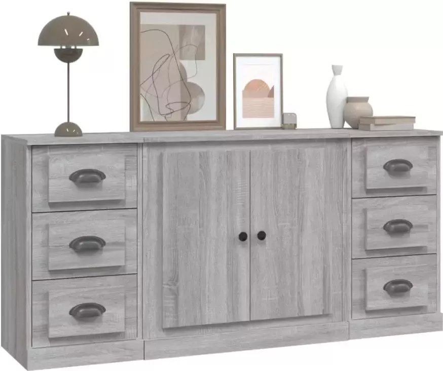 VidaXL -Dressoirs-3-st-bewerkt-hout-grijs-sonoma-eikenkleurig - Foto 5