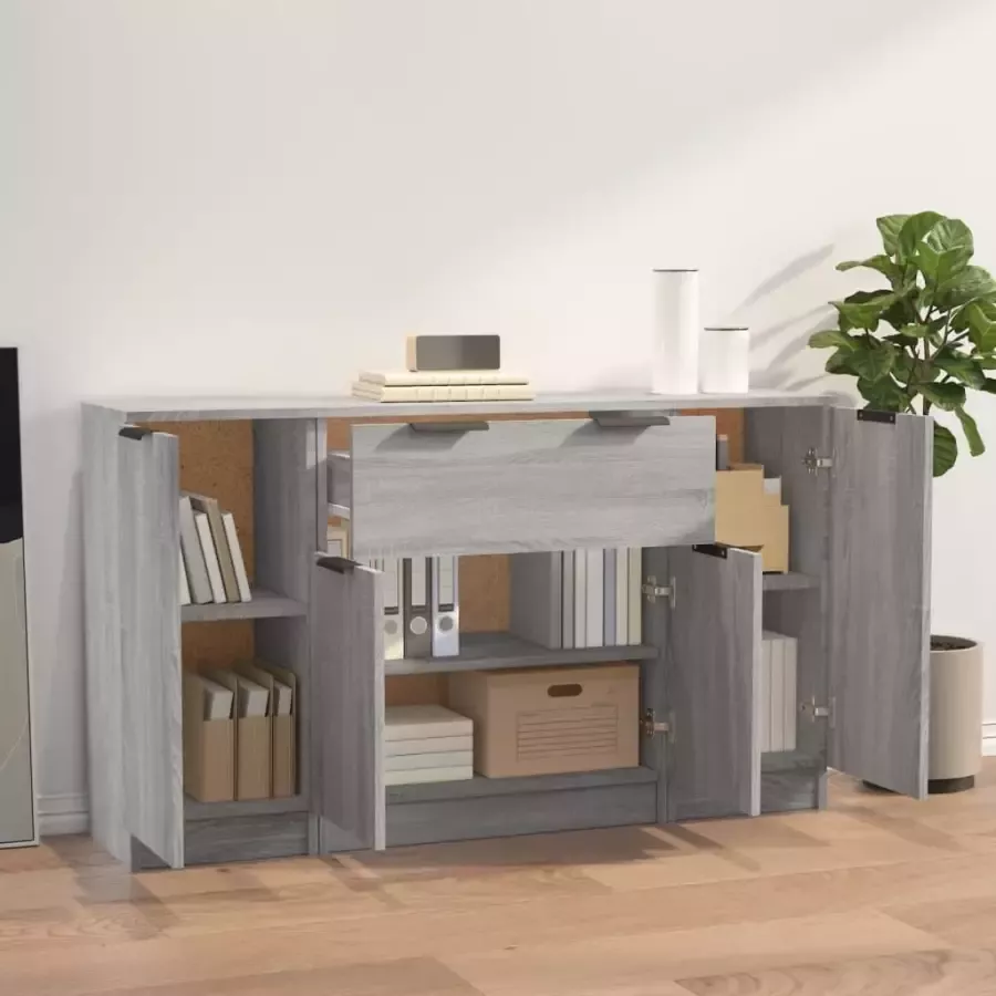 VidaXL -Dressoirs-3-st-bewerkt-hout-grijs-sonoma-eikenkleurig - Foto 2