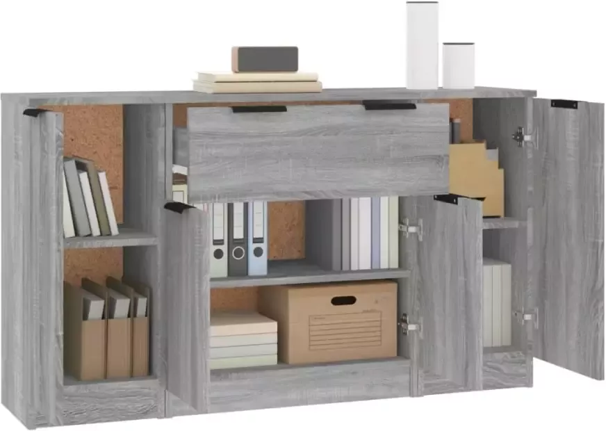 VidaXL -Dressoirs-3-st-bewerkt-hout-grijs-sonoma-eikenkleurig - Foto 4