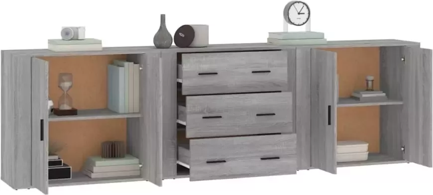 VidaXL -Dressoirs-3-st-bewerkt-hout-grijs-sonoma-eikenkleurig - Foto 8