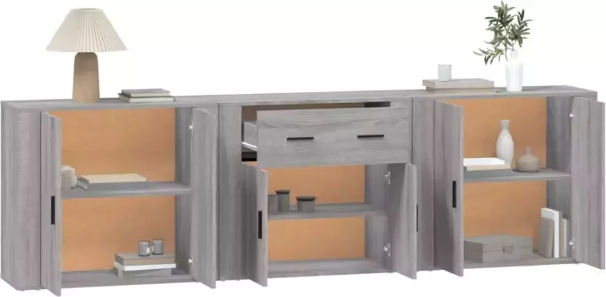 VidaXL -Dressoirs-3-st-bewerkt-hout-grijs-sonoma-eikenkleurig - Foto 7