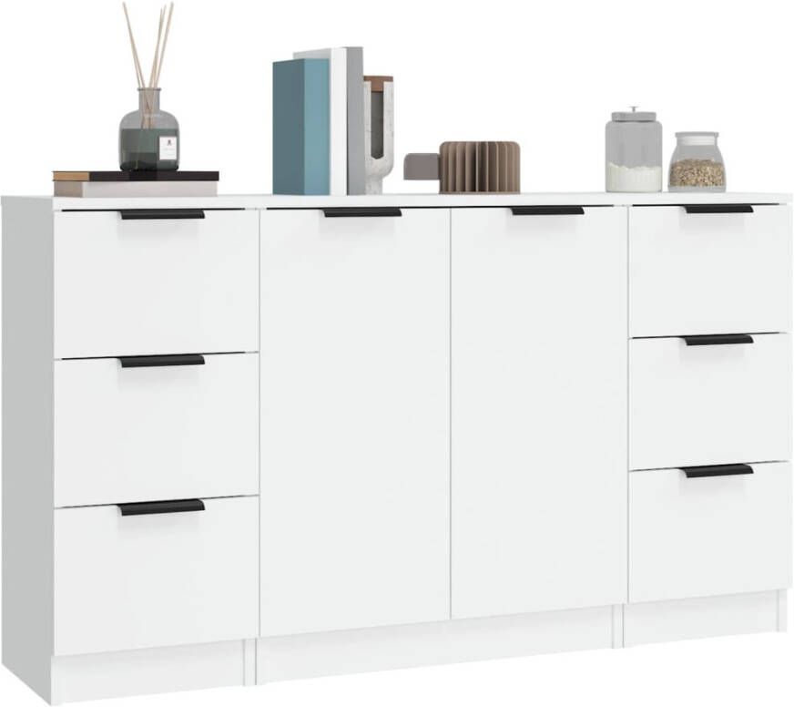 VidaXL -Dressoirs-3-st-bewerkt-hout-wit - Foto 4