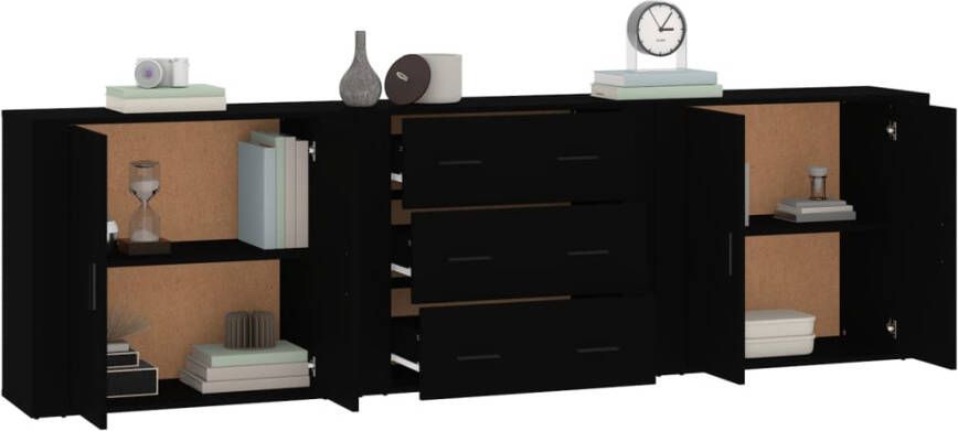 VidaXL -Dressoirs-3-st-bewerkt-hout-zwart - Foto 9