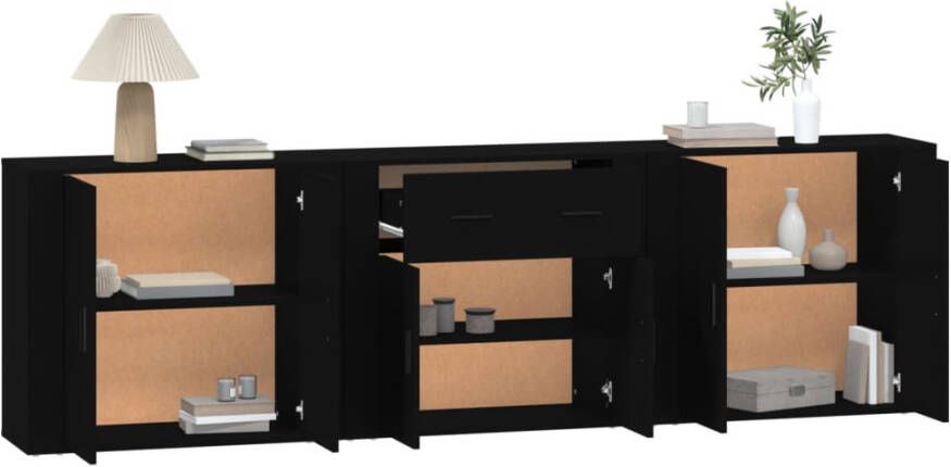 VidaXL -Dressoirs-3-st-bewerkt-hout-zwart - Foto 8