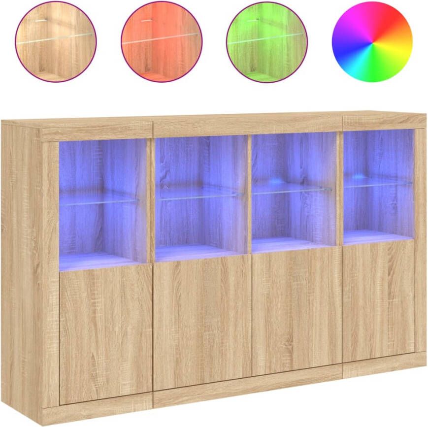 VidaXL -Dressoirs-met-LED-verlichting-3-st-bewerkt-hout-sonoma-eiken - Foto 18