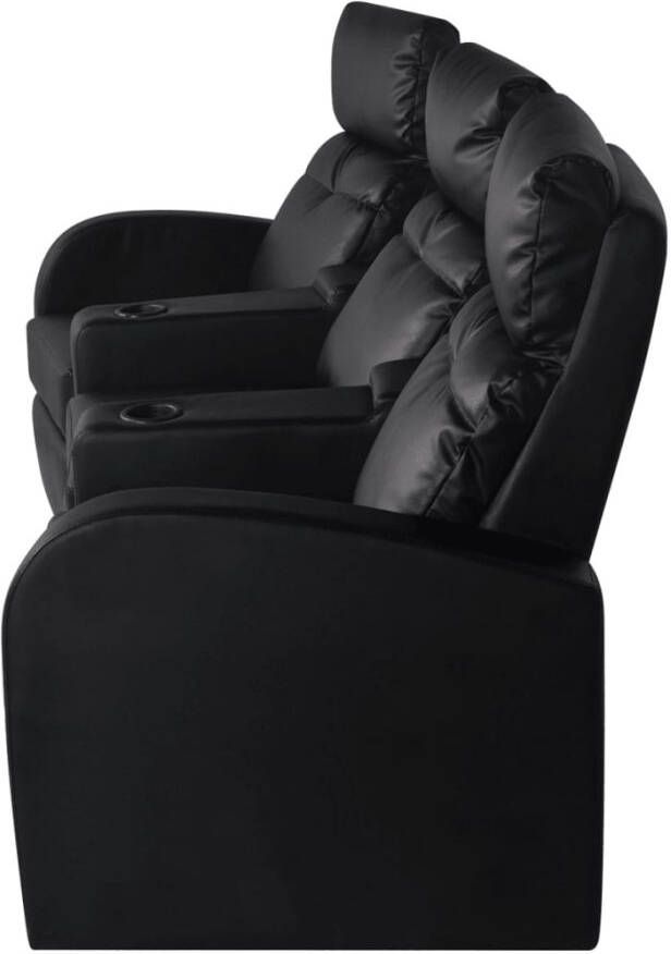 VIDAXL Driedubbele relaxfauteuil met middenleuning kunstleer zwart
